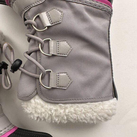 Sorel Kids Yoot Pac Nylon Snow Boots Waterproof Winter Shoes - Gray/Pink Youth 1 - Picture 3 of 9